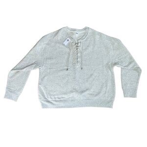 Old Navy Lace Up Crew Neck Grey Sweater Size Large NWT
